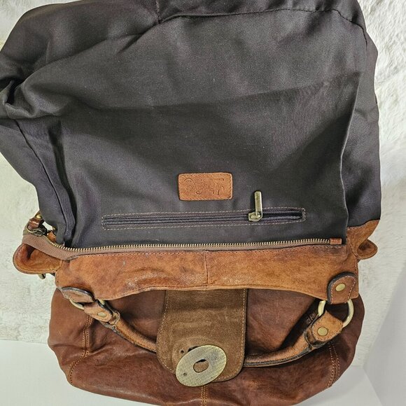 Amber Rose Brown Leather Shoulder Bag Boho Fur Flaw - Picture 13 of 16